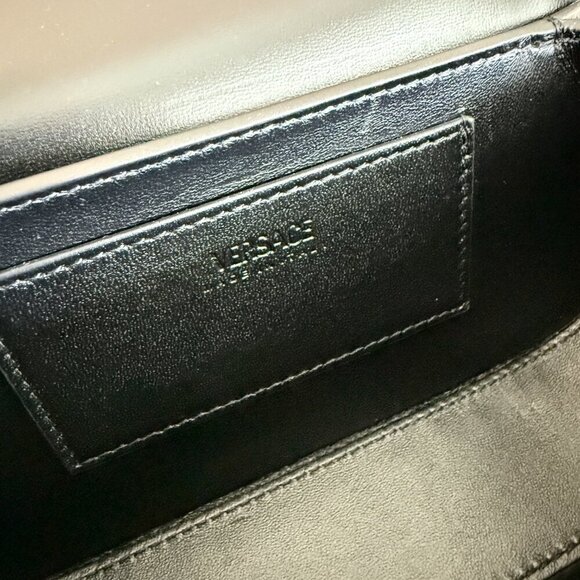 Versace 1010951 Crocodile-Embossed Black Leather Mini Bag - Picture 4 of 13